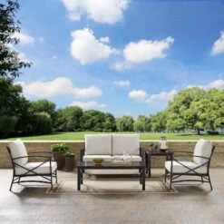 5pc Kaplan Outdoor Seating Set Oatmeal - Crosley -Sunnydaze Decor Store GUEST 2673fee4 ebce 4e1c a25c 0e4e9c1b0ffb