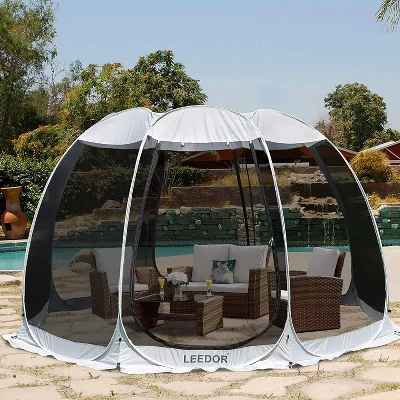 Leedor Outdoor Pop Up Portable Screen Tent With Mesh Netting Fiberglass Gazebo Gray 10 Leedor Outdoor Pop Up Portable Screen Tent With Mesh Netting Fiberglass Gazebo Gray - Image 8