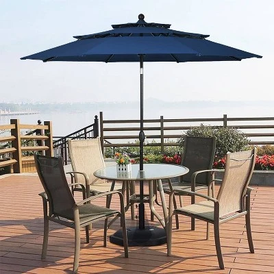 10' X 10' Double Vented 3-Tier Patio Market Table Umbrella - Wellfor 4 10' X 10' Double Vented 3-Tier Patio Market Table Umbrella - Wellfor - Image 2