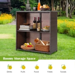 Tangkula 3PCS Patio Wicker Rattan Bar Set Table W/2 Turquoise Cushioned Stools 17 Tangkula 3PCS Patio Wicker Rattan Bar Set Table W/2 Turquoise Cushioned Stools -Sunnydaze Decor Store GUEST 2743da50 bc2e 4a13 a2ce 2fffdcfe14d6