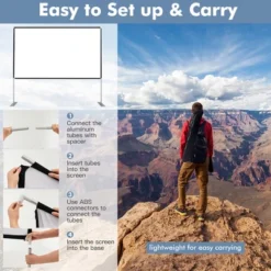 Costway 120'' Projector Screen W/ Stand 16:9 HD 4K Indoor Outdoor Projection Movie Screen -Sunnydaze Decor Store GUEST 27cd883d aab2 4e5b 960a 56751c04f803