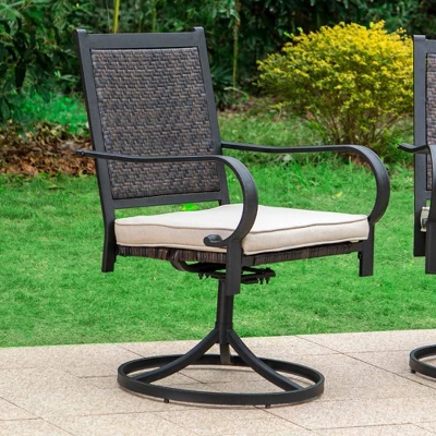 Rattan Wicker 360 Swivel Patio Dining Chairs - Captiva Designs 4 Rattan Wicker 360 Swivel Patio Dining Chairs - Captiva Designs - Image 2