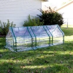 Sunnydaze Decor Sunnydaze Outdoor Portable Slanted Top Plant Shelter Mini Cloche Greenhouse With Zipper Doors - 36" - Clear -Sunnydaze Decor Store GUEST 27e835cf e6b7 4a9f b509 c682a120337b