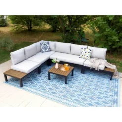Captiva Designs 6pc Outdoor Conversation Set With Sectional Sofa Beige 13 Captiva Designs 6pc Outdoor Conversation Set With Sectional Sofa Beige -Sunnydaze Decor Store GUEST 27fcbf9b c983 413a 8f3a 1605a0bc6c3f
