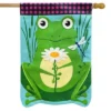 Daisy Frog Summer Burlap Sculpted House Flag 28" X 40" Briarwood Lane -Sunnydaze Decor Store GUEST 281dbe4f 7971 4c4f a939 e2e539b4572b