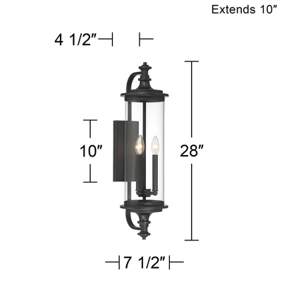 Possini Euro Design Medici Modern Outdoor Wall Light Fixture Black 28" Clear Glass For Post Exterior Barn Deck House Porch Yard Patio Home Outside 9 Possini Euro Design Medici Modern Outdoor Wall Light Fixture Black 28" Clear Glass For Post Exterior Barn Deck House Porch Yard Patio Home Outside - Image 7