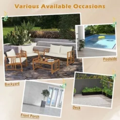 Costway 8PCS Patio Mix Brown Wicker Sofa Set Acacia Wood Frame With Seat & Back Cushions -Sunnydaze Decor Store GUEST 285c8032 cbd0 42e3 bb9c 0b75ac085d8d