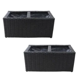 Sunnydaze Decor Sunnydaze 2-Section Rectangle Polyrattan Indoor Planters - 21.5" W X 11.5" D X 9.25" H - 2-Pack -Sunnydaze Decor Store GUEST 28a1cb7e 7ad4 4c94 bf7e 8e037e67ce8f