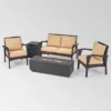 Kahala 5pc Wicker Chat Set With Fire Table - Christopher Knight Home 1 Kahala 5pc Wicker Chat Set With Fire Table - Christopher Knight Home -Sunnydaze Decor Store GUEST 28b3ee40 1e68 4a59 af18 e37348f364f1