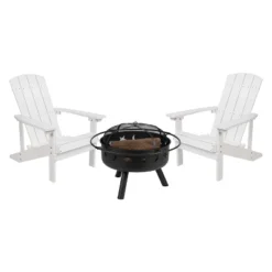 Merrick Lane Ayala 3 Piece Outdoor Leisure Set With Set Of 2 Poly Resin Adirondack Chairs And Star And Moon Iron Fire Pit -Sunnydaze Decor Store GUEST 28c0f3af 11f6 4a8b 8c3b 857b436267d4 1