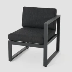 Navan 6pc Aluminum Sofa Set - Black/Dark Gray - Christopher Knight Home -Sunnydaze Decor Store GUEST 2922a5b3 886d 4c68 8a28 a8e203b2ac0e