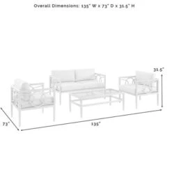 Ashford 4pc Outdoor Metal Conversation Set - Cream - Crosley -Sunnydaze Decor Store GUEST 29add061 5e0d 48bf ba8e 78e6015883a8