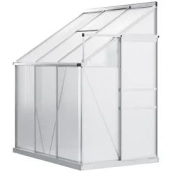 Outsunny 6' X 4' Aluminum Lean-to Greenhouse Polycarbonate Walk-in Garden Greenhouse With Adjustable Roof Vent, Rain Gutter And Sliding Door -Sunnydaze Decor Store GUEST 29b68d6a 1cb4 4c82 a10c 0d820fca8210