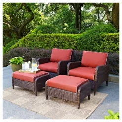 Kiawah 4 Piece Outdoor Wicker Seating Set Sangria - Crosley 12 Kiawah 4 Piece Outdoor Wicker Seating Set Sangria - Crosley -Sunnydaze Decor Store GUEST 2a14b3a0 71c4 431d a322 cea1bcd251ee