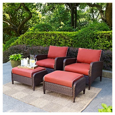 Kiawah 4 Piece Outdoor Wicker Seating Set Sangria - Crosley 6 Kiawah 4 Piece Outdoor Wicker Seating Set Sangria - Crosley - Image 4