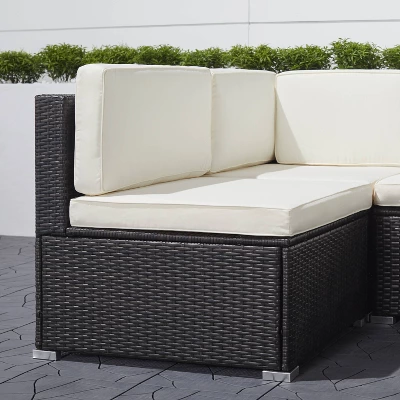 Venice 6pc Classic Outdoor Wicker Sectional Sofa With Seat And Back Cushion - Black - Vifah 5 Venice 6pc Classic Outdoor Wicker Sectional Sofa With Seat And Back Cushion - Black - Vifah - Image 3