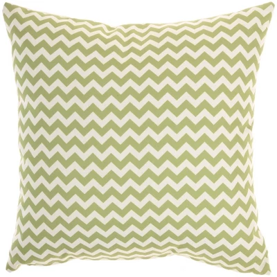 18"x18" Reversible Indoor/Outdoor Leaves And Chevron Print Square Throw Pillow - Mina Victory 3 18"x18" Reversible Indoor/Outdoor Leaves And Chevron Print Square Throw Pillow - Mina Victory