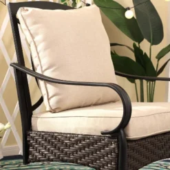 5pc Outdoor Dining Set With Swivel Chairs With Seat & Back Cushions & Square Metal Slat Table With 1.57" Umbrella Hole - Captiva Designs -Sunnydaze Decor Store GUEST 2a4a5e5f cef0 4e34 9355 3e7052752b0a