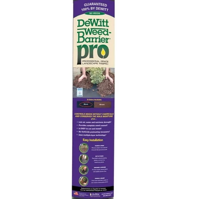DeWitt Weed Barrier Pro 3-Ounce Commercial And Home Garden Landscape Weed Block Barrier Heavy-Duty Non-Woven Ground Cover Fabric, Black 3 DeWitt Weed Barrier Pro 3-Ounce Commercial And Home Garden Landscape Weed Block Barrier Heavy-Duty Non-Woven Ground Cover Fabric, Black