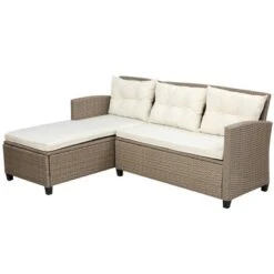 4pc Wicker Patio Sectional Seating Set With Cushions - Beige/Brown - GODEER 18 4pc Wicker Patio Sectional Seating Set With Cushions - Beige/Brown - GODEER -Sunnydaze Decor Store GUEST 2bb72874 3965 4a97 893c adc84834658f