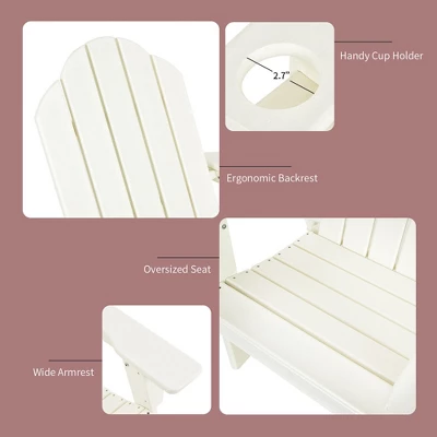 Costway 3PCS Patio Adirondack Chair & Side Table Set Weather Resistant W/ Cup Holder 5 Costway 3PCS Patio Adirondack Chair & Side Table Set Weather Resistant W/ Cup Holder - Image 3