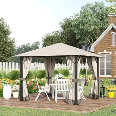 Outsunny Patio Gazebo Outdoor Canopy Shelter With Sidewalls, Vented Roof, Aluminum Frame For Garden, Lawn, Backyard And Deck 4 Outsunny Patio Gazebo Outdoor Canopy Shelter With Sidewalls, Vented Roof, Aluminum Frame For Garden, Lawn, Backyard And Deck - Image 2