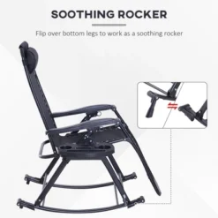 Outsunny Zero Gravity Reclining Rocking Chair, Lounge Rocker, Folding, Pillow, Side Tray, Cup And Phone Holder 15 Outsunny Zero Gravity Reclining Rocking Chair, Lounge Rocker, Folding, Pillow, Side Tray, Cup And Phone Holder -Sunnydaze Decor Store GUEST 2ca8b810 a368 439c 957c e72aee19cbcf