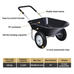 Costway 2 Tire Wheelbarrow Cart Heavy-duty Dolly Utility Cart Black 13 Costway 2 Tire Wheelbarrow Cart Heavy-duty Dolly Utility Cart Black -Sunnydaze Decor Store GUEST 2cdf718b 15de 474b a9b6 d8293d2eb24a
