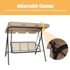 Costway Outdoor Patio Swing Canopy 3 Person Canopy Swing Chair Patio Hammock Brown -Sunnydaze Decor Store GUEST 2d00035d 2dc5 4f21 af36 e2b6a41ee4fe