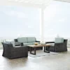 Beaufort 4pc Outdoor Wicker Seating Set - Mist - Crosley