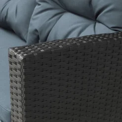 6pc Wicker Patio Conversation Set With Glass Table Ottomans & Cushions - Black/Dark Gray - GODEER -Sunnydaze Decor Store GUEST 2d65282c d143 4e3f b7e4 0641266d861e