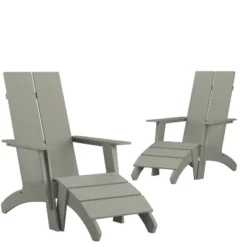 Flash Furniture Set Of 2 Sawyer Modern All-Weather Poly Resin Wood Adirondack Chairs With Foot Rests -Sunnydaze Decor Store GUEST 2da324f0 0bf9 445e 9862 be762a8f044c 1