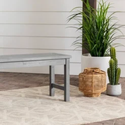 Ravenscroft Modern Boho Acacia Wood Slat Top Outdoor Dining Bench - Gray Wash - Saracina Home -Sunnydaze Decor Store GUEST 2dd133d4 c68e 4083 9552 2ac421e62e53
