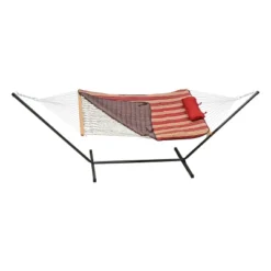 Patio 12' Hammock & Stand Set - Natural/Red/Brown