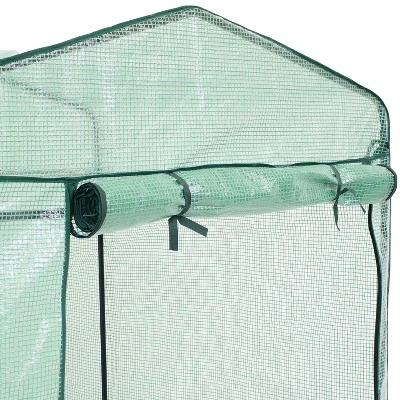 Sunnydaze Decor Sunnydaze Outdoor Portable Growing Rack Petite Deluxe Mini Walk-In Greenhouse With Roll-Up Door - 1 Shelf - Green 5 Sunnydaze Decor Sunnydaze Outdoor Portable Growing Rack Petite Deluxe Mini Walk-In Greenhouse With Roll-Up Door - 1 Shelf - Green - Image 3