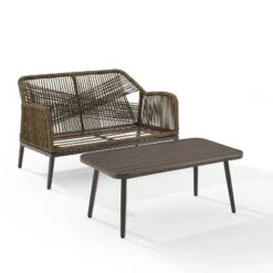 Haven 2pc Outdoor Wicker Conversation Set - Light Gray - Crosley -Sunnydaze Decor Store GUEST 2e4dd11f 2fa3 4782 bace f86799fe138a