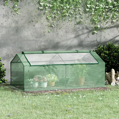 Outsunny 71" X 36" X 28" Mini Greenhouse Portable Hot House For Plants With Large Zipper Windows For Outdoor, Indoor, Garden, Green 4 Outsunny 71" X 36" X 28" Mini Greenhouse Portable Hot House For Plants With Large Zipper Windows For Outdoor, Indoor, Garden, Green - Image 2
