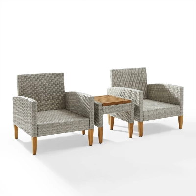 Capella 3pc Outdoor Wicker Chair Set - Gray - Crosley 4 Capella 3pc Outdoor Wicker Chair Set - Gray - Crosley - Image 2