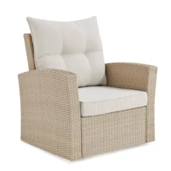 Canaan 4pc All Weather Wicker Outdoor Seating Set Cream - Alaterre Furniture -Sunnydaze Decor Store GUEST 305c0806 7688 43ac 9efa ac48dbc5ac6c
