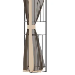 Outsunny 12' X 10' Patio Gazebo Outdoor Canopy Shelter With Double Tier Roof And Netting Sidewalls For Garden, Lawn, Backyard And Deck, Brown -Sunnydaze Decor Store GUEST 30695cd5 9dc4 4a6b 88f8 91957331712c