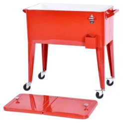Costway Red Outdoor Patio 80 Quart Cooler Cart Ice Beer Beverage Chest Party Portable -Sunnydaze Decor Store GUEST 30768bd5 6246 4699 aff5 c574bcb4df7c