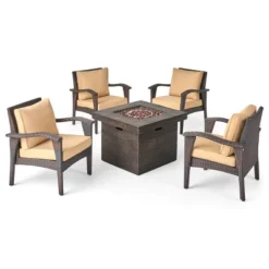 Keana 5pc Faux Rattan Club Chair & Fire Pit Chat Set - Christopher Knight Home 29 Keana 5pc Faux Rattan Club Chair & Fire Pit Chat Set - Christopher Knight Home -Sunnydaze Decor Store GUEST 3085d097 9d87 40f2 9ed7 b9f2c98d20bc