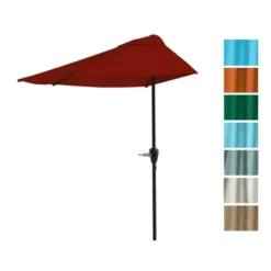 Nature Spring Half-Canopy Patio Umbrella - 9', Red
