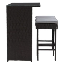 Parksville Patio Bar Set With Cushions - Black/Gray - CorLiving -Sunnydaze Decor Store GUEST 312a0bc9 88d7 450d 8e5f ab96f209f0ec