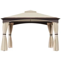 Outsunny Outdoor Gazebo With Mesh Netting Sidewalls For Shade And Rain, Patio Gazebo Canopy With 2-Tier Soft Top Roof And Steel Frame For Lawn, Garden, Backyard And Deck -Sunnydaze Decor Store GUEST 3138c16a ff5f 463d 9614 27633a615c7d