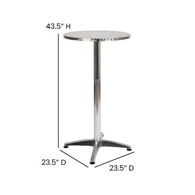 Emma And Oliver Indoor/Outdoor 23.5"H Aluminum Round Bar Height Table With Cross Base 5 Emma And Oliver Indoor/Outdoor 23.5"H Aluminum Round Bar Height Table With Cross Base - Image 3