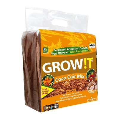 Hydrofarm GROW!T JSCCM25 Organic Coco Coir Planting Potting Mix Block Growing Medium For Hydroponics, Indoor, And Outdoor Plants 3 Hydrofarm GROW!T JSCCM25 Organic Coco Coir Planting Potting Mix Block Growing Medium For Hydroponics, Indoor, And Outdoor Plants