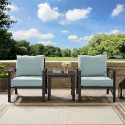 3pc Kaplan Outdoor Seating Set With 2 Chairs & Side Table - Mist - Crosley -Sunnydaze Decor Store GUEST 31c69ecb 0290 41af a26a 5268e201f153