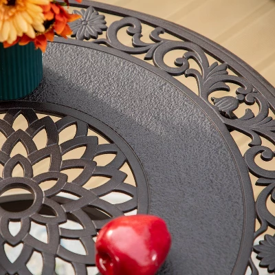 Captiva Designs 3pc Cast Aluminum Outdoor Patio Dining Set With Bar Stools Brown 11 Captiva Designs 3pc Cast Aluminum Outdoor Patio Dining Set With Bar Stools Brown - Image 9