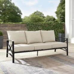 Kaplan Outdoor Metal Sofa Oil Rubbed Bronze With Cushions - Crosley -Sunnydaze Decor Store GUEST 31cecb1c dc96 42e1 84c7 912e35178795